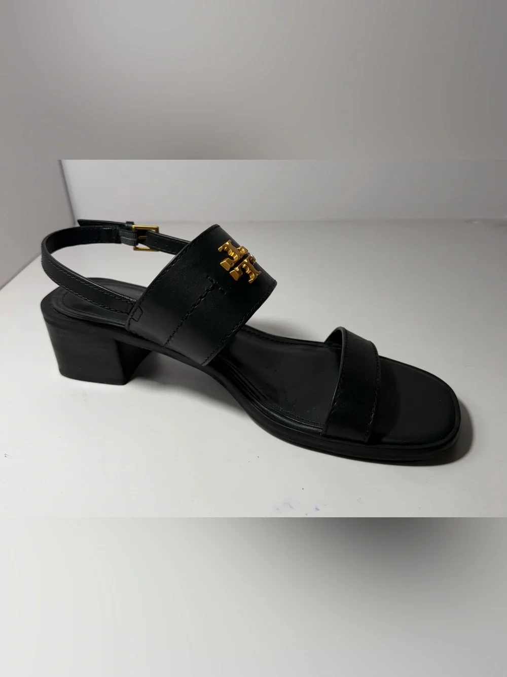 +TORY BURCH eleanor heel sandal in black Size 9
